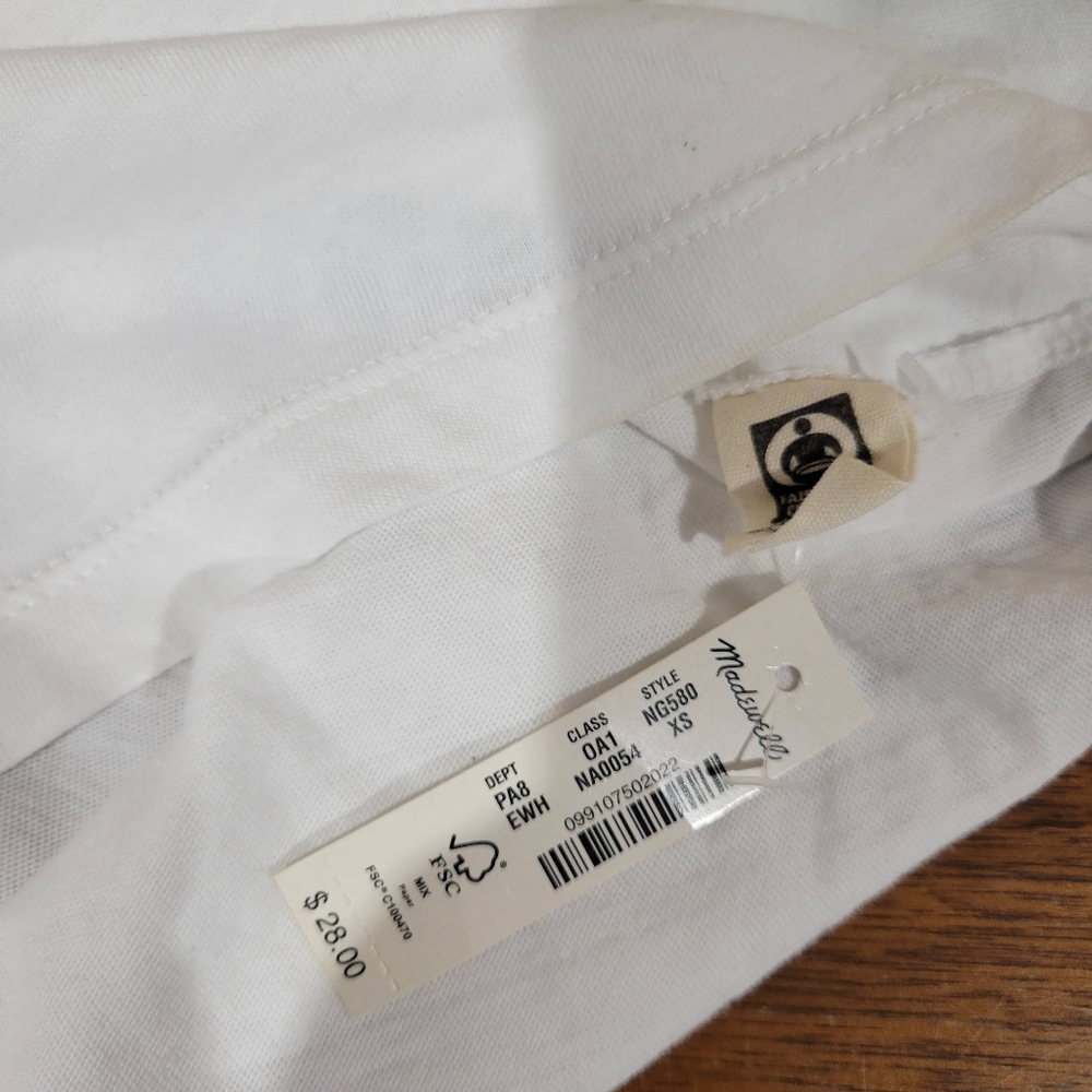 Madewell Softfade Cotton Boxy-Crop Tee NG580 Size XS White NWT - Picture 8 of 10